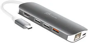 j5create USB C Hub Adapter Multi-Monitor 10-in-1 Port Docking Station 4K HDMI, VGA, Ethernet, USB 3.0, MicroSD, SD, USB-C 3.1 + Power Delivery | for PC, Laptop, Tablet, Display Connection