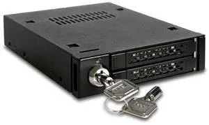 ICY DOCK Full Metal 2 Bay 2.5 SATA/SAS HDD & SSD Mobile Rack for External 3.5" Drive Bay | ToughArmor MB992SK-B