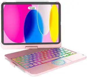 CC Store Touchpad Keyboard Case for iPad 10th Generation 10.9" 2022, Multi-Touch & Backlit Keys, 360° Rotatable & Pencil Holder,for New iPad 11 Generation(A16) 11-inch Case Keyboard (Rose Gold)