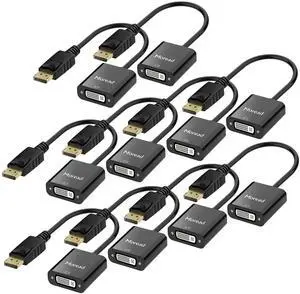 Moread DisplayPort (DP) to DVI Adapter, 10 Pack, Gold-Plated Display Port to DVI-D Adapter (Male to Female) Compatible with Computer, Desktop, Laptop, PC, Monitor, Projector, HDTV - Black