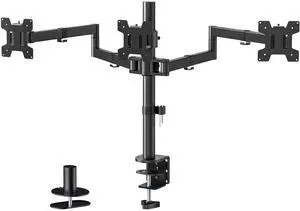 WALI Triple Monitor Mount, Three Monitor Desk Mount Fits 13-27in Screens,Holds up to 22lbs, Multiple Monitor Stand with Tilt, Swivel, Rotation, VESA 75x75,100x100mm(M003S), Black