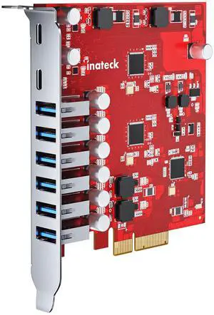 Inateck PCIe to USB 3.2 Gen 2 Extension Card with 16 Gbps Bandwidth, 6 USB Type-A and 2 USB Type-C Ports, RedComets U22
