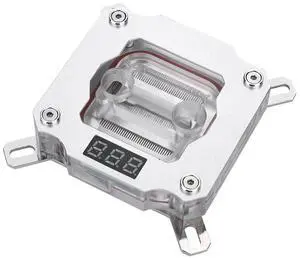 ASHATA CPU Waterblock,Richer-R Computer PC CPU Water Cooling Block Waterblock Liquid Cooler Copper Base with Temperature Display for