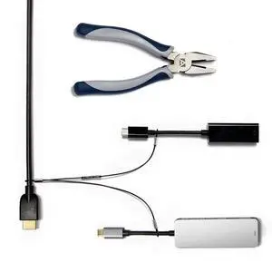TetherTies Multi-Adapter Cable Tethers Kit - Black Nylon Coated Stainless Steel Wire Tether Cable - Secures Up to 2 Computer Peripherals - Easy Installation - Free Crimping Tool
