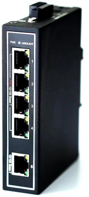 WIWAV WDH-5ET-POE 10/100Mbps Unmanaged 5-Port PoE Industrial Ethernet Switches with DIN Rail/Wall-Mount (UL Listed,Fanless,-30~75)