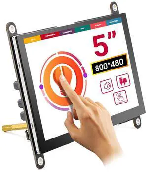 ELECROW 5 Inch Touch Screen Monitor LCD Display, 800×480 Mini Touchscreen HDMI-Compatible & USB Powered with Speakers for Raspberry Pi 5/4/4B/3/3B, BB Black, Banana Pi, Windows 10/8/7, Game Console
