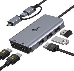 LIONWEI USB 3.0 to Dual HDMI Docking Station for Windows & macOS, USB C Adapter 2 Monitor Splitter for MacBook Pro/Air/M1/M2/Dell/HP/Lenovo/Surface