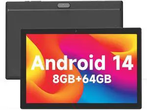 Android 14 Tablet 10 Inch Tablet, DDR4 8GB RAM 64GB Storage Tablets, Support 1TB Expand 2MP+8MP Dual Camera 10 IN Tab, WiFi6 Bluetooth 6000mAh Battery, 1280*800 10.1'' IPS HD Touch Screen Tableta.