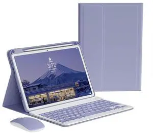 kaitesi Keyboard Case Mouse for iPad A16 (11th Gen,11")/ iPad 10th Generation 2022 10.9" Case with Magnetically Detachable Color Keyboard and Mouse Folio Cover (Purple)