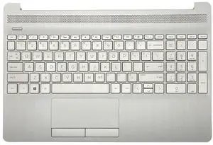 Replacement Upper Case Palmrest for HP 15T-DW 15-DW 15S-DR 15S-DU Series Laptop Backlight Keyboard Assembly Touchpad Top Cover L52022-001 AP2H8000510 Natural Silver