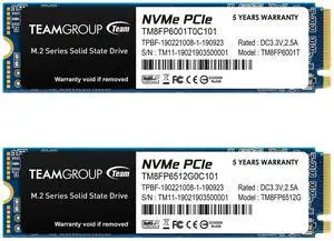 TEAMGROUP MP33 512GB 2 Pack SLC Cache 3D NAND TLC NVMe 1.3 PCIe Gen3x4 M.2 2280 Internal Solid State Drive SSD (Read/Write 1,700/1,400 MB/s) Compatible with Laptop & PC Desktop TM8FP6512G0C1P1