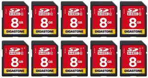 GIGASTONE 8GB 10-Pack SD Card UHS-I U1 Class 10 SDHC Memory Card Full HD Video Canon Nikon Sony Pentax Kodak Olympus Panasonic Digital Camera, with 10 mini Cases