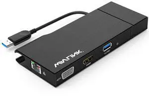 WAVLINK USB 3.0 Docking Station Dual Display HDMI | VGA with Gigabit Ethernet, USB 3.0 Port, Removable Card Reader, HDMI up to 2560x1440 and VGA 1920x1200 Support Windows and MacOS