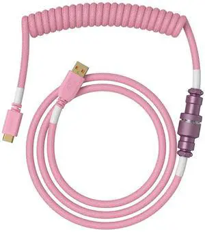 Glorious Coiled Keyboard Cable USB C Artisan Braided Cable for Mechanical Gaming Keyboard - Pixel Pink
