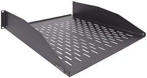 Navepoint 2U 19-Inch Universal Vented Rack Mount Cantilever Server Cabinet Shelf 18-Inches Deep with Lip Black
