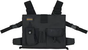 Gig Gear Two Hand Touch Tablet Chest Harness for iPad and Samsung Tablets - Rugged Tablet Carrying Case with Strap and Compartments - Heavy Duty iPad Chest Mount for 12.9 Inch Mobile Device (Black)