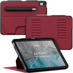ZUGU CASE for iPad Air 11 (M3 2025 / M2 2024) iPad Air 4 & 5 10.9 Inch (2020/2022) - Protective, Ultra Thin, Magnetic Stand, Sleep/Wake Cover with Apple Pencil Charging & Storage - Scarlet Red