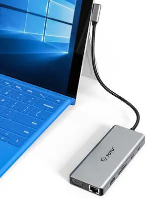 Docking Station, USB C Hub, TOTU 12 in 1 Surface Pro Docking Station with 4K HDMI, Ethernet, VGA, 92W PD, USB-C 3.0 and 2 USB 3.0 for MacBook Pro Air and Type-C Laptops with Thunderbolt 3 or 4
