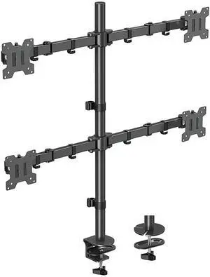 MOUNTUP Quad Monitor Stand, 4 Monitors Desk Mount for 13 to 32 inch Computer Screens, Fully Adjustable Stacked Mount with Tilt Swivel, 4 Heavy Duty Monitor Mount, Holds up to 17.6lbs per Arm, MU3007