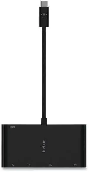 Belkin USB-C Multimedia + Charge Adapter, 4K HDMI/USB-A/USB-C/VGA, 4.9 ft, Black