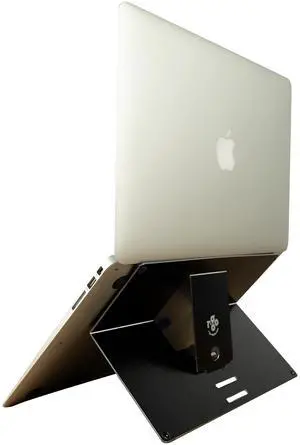 R-Go Tools Ergonomic Laptop Stand - Aluminum Laptop Mount Computer Stand, Attachable Laptop Riser Notebook Holder for 10-22" Laptops, Lightweight - Black
