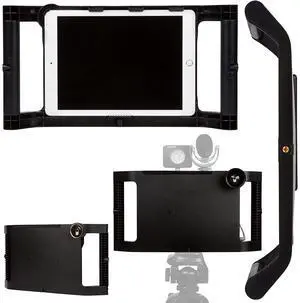 iOgrapher Case with Handles - Tripod and Lens Adapter - iPad Stabilizer for Mini 4th, 5th, and 6th Gen - Tablet Case for Recording and Photos - iPad Holder for Tripod (Black)