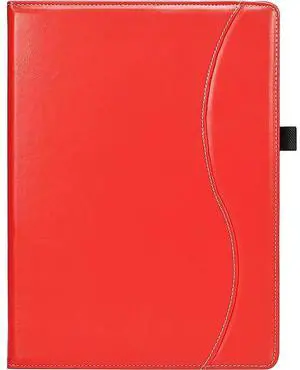 SaharaCase Business Series Folio Case for Microsoft Surface Pro X 2021 [Shockproof Bumper] Kickstand Hand Strap Pockets Rugged Protection Anti-Slip Grip (Red)