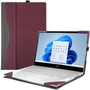 VEVOOD Laptop Cover for HP Envy x360 Laptop 15t /15z-XXX/ 15-ed/15-er/15-ep/15t-es100...All Inclusive Drop Case 15.6" PU Leather Inside Pocket Cover (15.6inch, red Wine)