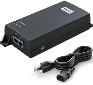 PROCET PoE Injector 802.3af/at/bt 60W 10/100/1000Mbps Gigabit Active PoE+/PoE++ Power Supply Injector with 6KV Surge Protection for High Power PTZ Camera, IP Camera, Wireless AP, PT-PSE106GW-AR