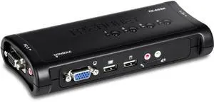 TRENDnet 4-Port USB KVM Switch with Audio, Control Up to 4 Computers, Windows, Linux, Mac OS Compliant, 2048 x 1526 VGA Resolution, Plug and Play, USB Powered, KVM Cables Included, Black, TK-409K