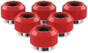 PrimoChill 1/2in. Rigid RevolverSX Series Fitting - 6 Pack - Razor Red