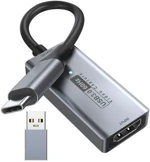 Newhope Video Capture Card, 4K HDMI to USB C 3.0 Capture Card, 1080P HD 60fps Live and Record Video Audio Grabber for Gaming, Streaming, Teaching, Video Conference