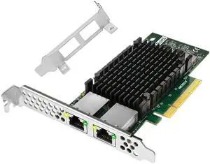 NETELY PCIE X8 to 2X 10GbE NIC Card, 2X 10Gbps RJ45 Ports, PCIE X8 Lane, Intel X540-AT2 Converged Ethernet Controller, 10GbE PCIE Network Adapter for Windows and Linux Desktop PCs (X540T2)