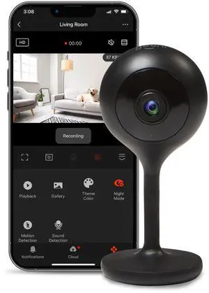 Geeni Look 1080p Indoor Security Camera  1-Pack Full HD WiFi Indoor Camera with 2-Way Audio, Motion Detection, & Night Vision  Support for Alexa & Google Assistant