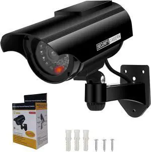 AlfaView Solar Powered Bullet Dummy Fake Surveillance Camera Security CCTV Dome Camera with LED Flashing Light for Outdoor/Indoor,Home/Business