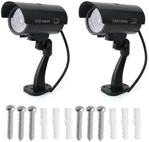 Othmro Fake Security Camera Plastic Dummy Camera CCTV Battery Powered Surveillance System for Home Outdoor Indoor Protect Your Homes,Retail Shops and Business Black 2Pcs