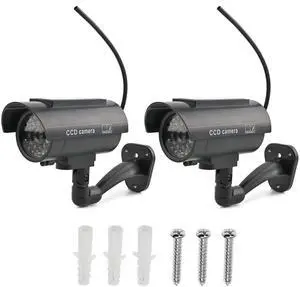 Othmro Fake Security Camera Plastic Dummy Camera CCTV Solar Powered Surveillance System for Home Outdoor Indoor Protect Your Homes,Retail Shops and Business Black 2Pcs Othmro Fake Security Camera Plastic Dummy Camera CCTV Solar Powered Surveillance System for Home Outdoor Indoor Protect Your Homes,Retail Shops and Business Black 2Pcs