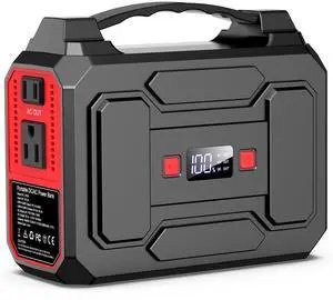 Apowking 146Wh Portable Power Station Bank 200W Peak(100W Rated) Solar Powered Power Bank with AC Outlet 110V, 39600mAh, USB QC3.0 Fasting Charging, LED Flashlights for Home Camping Emergency