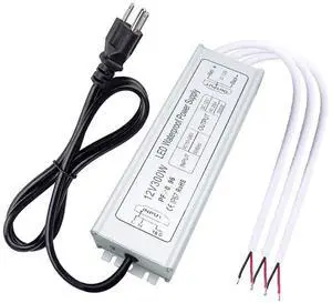inShareplus 12V Power Supply, 300W IP67 Waterproof LED Power Supply, AC 110-260V to DC 12 Volt 25A Low Voltage Transformer, LED Driver with 3-Prong Plug for LED Light, Computer Project, Outdoor Use