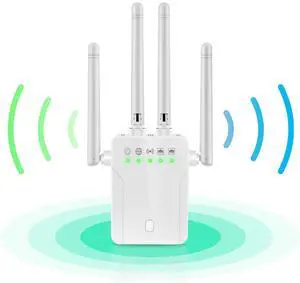 WiFi Range Extender Signal Booster - 1200Mbps WiFi Extender Covers up to 9800sq.ft, 2.4G/5G WiFi Booster and Signal Amplifier, Wireless Internet Booster for Home, 1-Tap Quick Setup