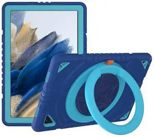 XZC for Samsung Galaxy Tab A8 Case 10.5'' 2022 (SM-X200/X205/X207) Heavy Duty Shockproof Rugged Cover with Rotating Stand/Pencil Holder/Carrying Shoulder Strap (Blue)