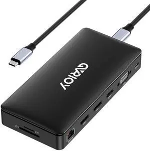 USB C Docking Station, 15 in 1 Triple Display Multiport Adapter 3 Monitors Dock with Dual DP, HDMI, VGA, USB C/A, RJ45, SD/TF, Mic/Audio, PD Compatible for MacBook/Dell/HP/Lenovo Laptops (Black)