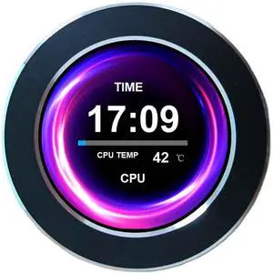 VSDISPLAY 2.1 Inch Round LCD Screen 480x480 CPU Temperature Date Monitoring Display for Computer PC Case Liquid Cooler,Black