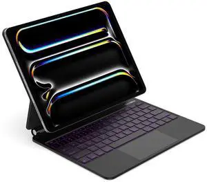 GOKOCO Magic Keyboard Case for iPad Pro 13-inch M4 2024,Easy-Set Magnetic Detachable Keyboard with Multi-Touch Trackpad,7 Colors Backlight,Floating Cantilever Stand,LCD Screen-Black