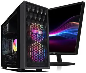 STGAubron Gaming PC Bundle with 24 inch FHD LED Monitor-Intel Core I7 8th Gen up to 4.1GHz, Radeon RX 590 8G, 16G DDR4, 512G SSD, RGB Fan x2, Windows 11 Home
