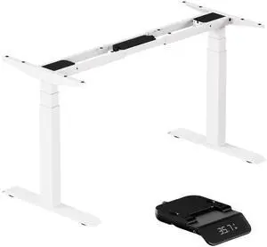 Standing Desk Frame 3 Stages with Smart Paddle Controller.Gyroscope Sensitive to collisions.Heavy Duty Adjustable Desk Frame for 40 to 72 inch Table Tops,Dual Motor,Load 275 lbs.White