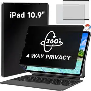Magnetic 360° Privacy Screen Protector Compatible with iPad A16 (10th/11th Generation) 10.9/11 Inch 2022/2025, Anti Glare Shield Anti Blue Light Filter, Bubble-Free Film Easy Install Black Guard