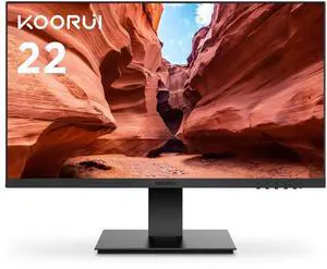 KOORUI 22 Inch Computer Monitor FHD 1080P 75Hz PC Screen VA Panel 3000:1 Contrast Ratio LCD Display with Adpitive sync (HDMI/VGA/VESA Compatible 75x75mm) Black 22N1