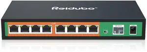 Reidubo 9 Port 2.5GB Switch, 8x2.5G Ports with 10G SFP Uplink, Unmanaged 2.5Gb Ethernet Network Switch, Plug & Play, Desktop/Wall-Mount, Fanless Metal Design