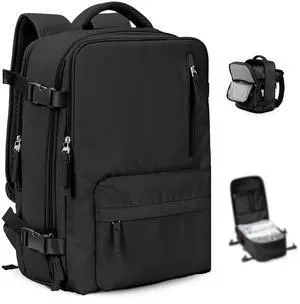 VGCUB Large Travel Backpack with Vacuum System Carry on Personal Item Storage Compression Seal Bags for Clothing with Pump Work Business Vacpack Airback Laptop Backpack for Women Men Black